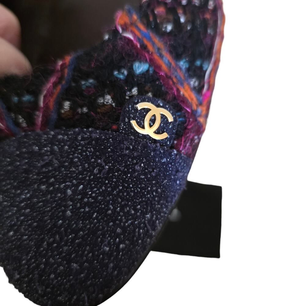 Chanel Tweed Ballet Flats Navy Black CC Cap Toe IT 40 US 9–9.5 G27760 - Picture 4 of 14
